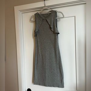 grey bodycon dress with ruffle